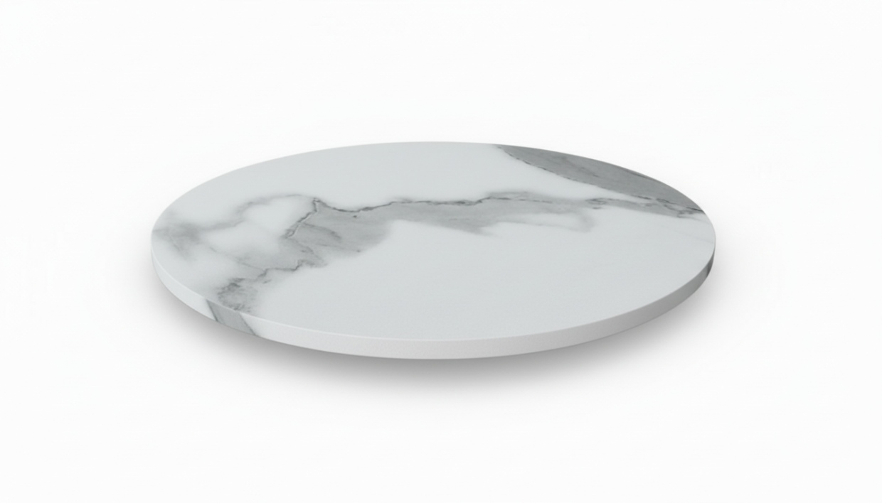 Столешница HPL на основе МДФ (Круглая) Мрамор Белый Матовый_13